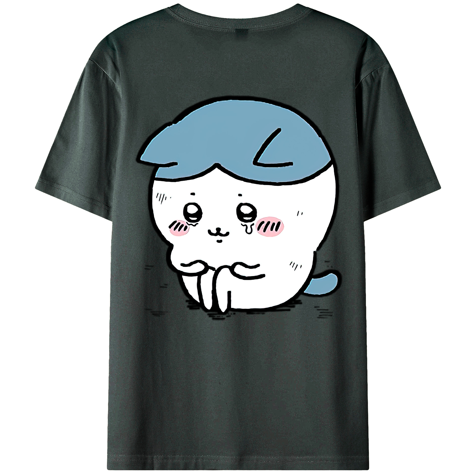 （画像用） ちいかわ ハチワレ Chii-kawa hachiware 綿100％ メンズ半袖Tシャツ（バックプリント） 通気性